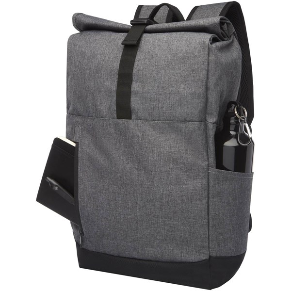 Obrázky: Polyesterový rolovací batoh na notebook, šedý, Obrázek 3